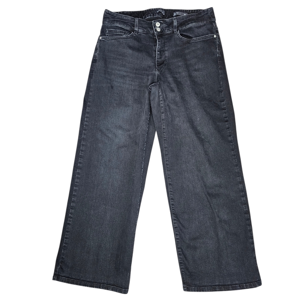 J. Jill Womens Wide Leg High Rise Black Stretch Denim Jeans Sz 16P